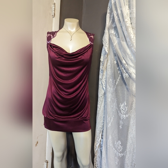 Charlotte Russe sangria silky color crowl neck sexy Valentine's club dress large - Picture 2 of 6